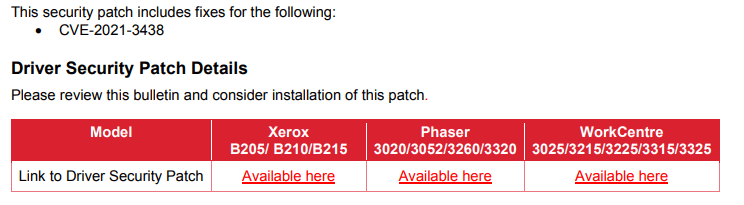 фрагмент бюллетеня Xerox XRX21K фрагмент бюллетеня Xerox Advisory Mini Bulletin XRX21K