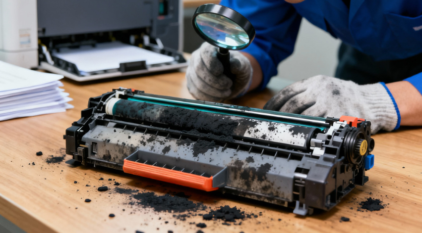 Грязный тонер-картридж