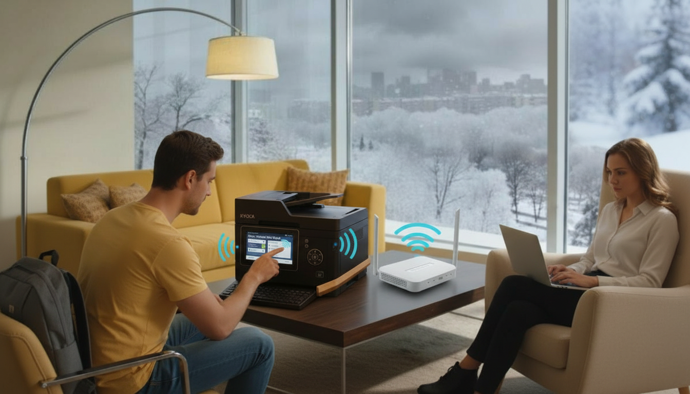 Подключение принтера к Wi‑Fi через меню (с дисплеем) Подключение принтера к Wi‑Fi через меню (с дисплеем)