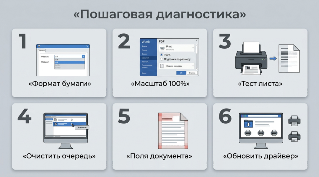 Пошаговая диагностика принтера