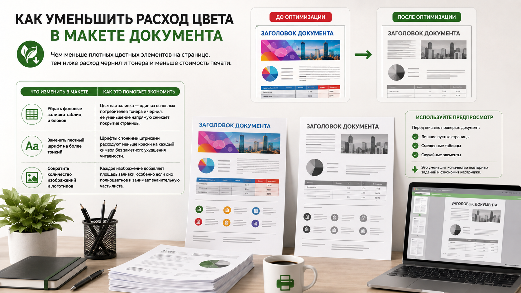 ДУменьшить расход цвета в макете документа Уменьшить расход цвета в макете документа