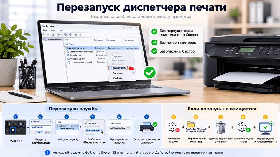 Перезапуск диспетчера печати